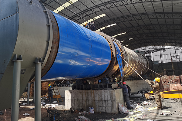 宁夏煤泥烘干机生产线施工实拍现场 宁夏煤泥烘干机生产线施工实拍现场